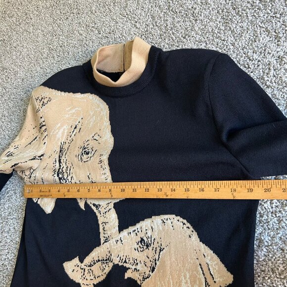 St. John Womens L Collection Black & Beige Elephant Intarsia Knit Tunic Sweater - Picture 8 of 11